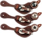 Royal King Floral Tooled Spur Straps with Embellished Conchos