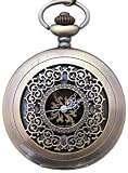 Meisterhaft! Mechanische Taschenuhr (LPW 247)mit ziselisierter Front und filigranen Barock Zeigern.Beidseitig verglast