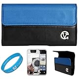 Blue & Black Portola Leather Carrying Holster with Fixed Belt-Clip and Magn ....