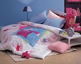 Twin Pink lady Duvet Cover and Pillow Sham Set
