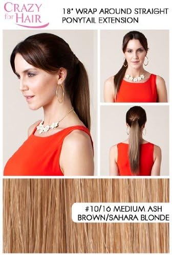 18" Wrap Around Straight Ponytail Extension Hair Piece Medium Ash Brown/Sahara Blonde [10/16]