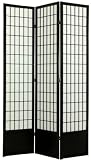84 Window Pane Japanese Design Shoji Screen - 3, 4, 5, or 6 Panel - Black, Honey, Natural, or Rosewood