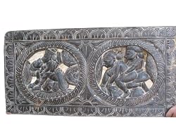 Exquisite Carving Kamasutra Hand Carving Wooden India Furniture Wall Headboard 36 Inch