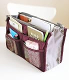 Women Travel Insert Handbag Organiser Purse Large Liner Organizer Tidy Bag Pouch (Claret)