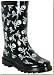 Kid's Black and White Tossed Skulls Waterproof Rubber Rain and Garden Boots