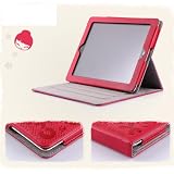 Koolertron(TM) New Perfect Red Cute Lovely PU Leather Case Cover For Apple ipad2 + Screen Protector + Touching Pen + Dustproof Plug + Earplug
