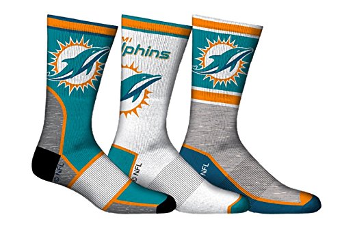 NFL Men's Miami Dolphins 3-Pack Sport Crew Socks