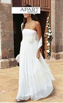 APART Langes Hochzeitskleid Brautkleid mit Blüte creme