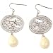 Sterling Silver Earrings Unique Design Mother of Pearl White CZ Dangle By Bucasi
