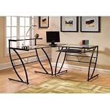 Z-Line Belaire Glass L-Shaped Computer Desk
