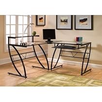 Z-Line Belaire Glass L-Shaped Computer Desk
