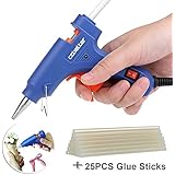 CCbetter&reg; Mini Hot Glue Gun with 25 pcs Melt Glue Sticks High Temperature Melting Glue Gun Kit Flexible Trigger for DIY Small Craft Projects & Package and Quick Repairs in Home & Office Cleanly (20-watt, Blue)