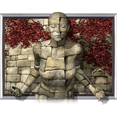 Morphing Wall (12220)- 3D Poster Gerahmt Lentikular Effekt Bild - Stein Wand Mauer Steinwand - Gerahmt Gesamtgr��e 70 x 50 cm - Rahmen in Schwarz - Echt 3D-Qualit�t - Deutsches Qualit�tsprodukt