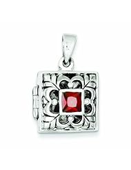 Genuine .925 Sterling Silver Garnet Locket 6.5 Grams. 100% Satisfaction Guaranteed.