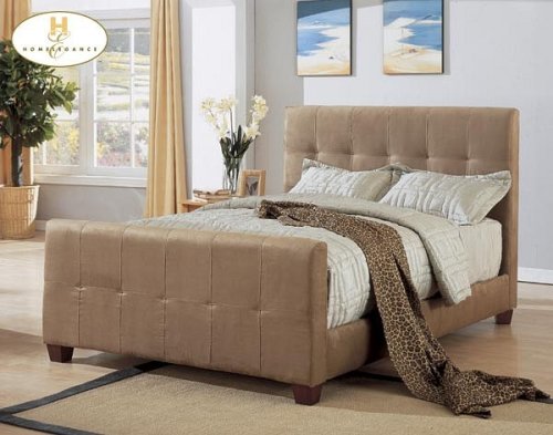 Contemporary Peat Microfiber California King Size Bed