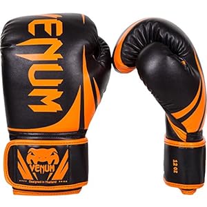 Venum Challenger 2.0 Boxing Gloves, 10 oz, Black/Neo Orange