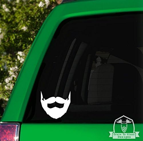 Beard and Mustache Car Decal - White