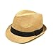 Classic Tan Fedora Straw Hat with Black Band