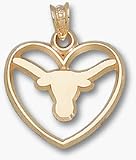 Texas Longhorns Longhorn Heart Pendant - 10KT Gold Jewelry