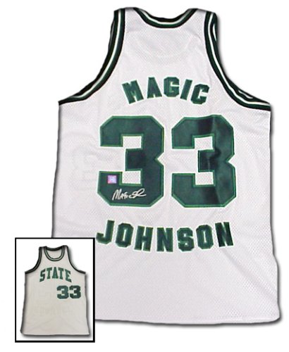 Magic Johnson Signed Authentic Michigan State Jersey