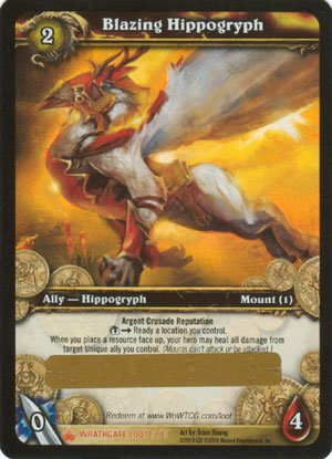 World of Warcraft Wrathgate Loot Card Blazing Hippogryph 3/3 mount