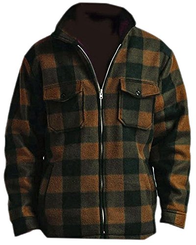 Woodland Supply Co. Men's Heavy Warm Fleece Sherpa Lined Zip Up Buffalo Plaid Jacket