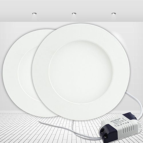 PMS 3w 6w 9w 12w 15w 18w Recessed Lighting Fixture - White LED Panel Downlights Ultra Slim Round Ceiling Lights (12 Watts)