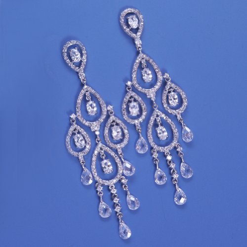 Wedding Jewelry, Cubic Zirconia Chandelier Earrings 1134