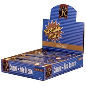 Box of 12 No Sugar Added Milk Chocolate with Coconuts Bars - Low Carb Chocolate From Ross Chocolates