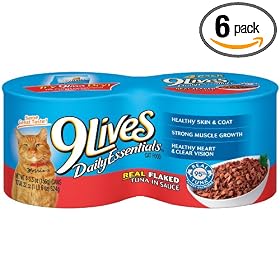 9 Lives Daily Essentials Real flaked Tuna in Sauce, 22-Ounces Packages (Pack of 6)