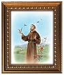 Saint Francis of Assisi in Wood Frame with Golden Trim, 11.25" x 13.25" - MADE IN ITALY