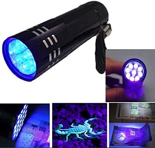UV Ultra Violet 9 LED Flashlight Mini Blacklight Tactical Torch Light Lamp Black