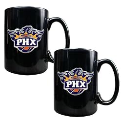 Phoenix Suns NBA 2pc Black Ceramic Mug Set - Primary Logo by Great American Products
