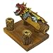 EXP Hand-Painted Carved Driftwood Dragon Desktop Pen & Card Holder