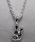 Silvertone Bowling Pins Necklace