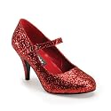 3 Inch Women's Sexy High Heel Shoes Halloween Shoes Glitter Mary Janes Black Gold Red