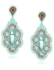 Miguel Ases Prehnite and Rainbow Quartz Detailed Drop Earrings