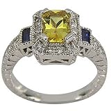 Platinum Antique Sapphire and Diamond Ring
