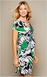 The Olian "Abbie" Shirred Shoulder V-neck Floral Print Dress
