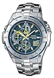 Casio - WVQ-570DE-2AVER - Montre Radio Piloté - Acier - Quartz Analogique - Chronographe - Dualtime - Alarme - Affichage 24h - Dateur - Etanche 10ATM- Bracelet Acier