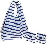 BAGGU Reusable Shopping Tote - 3-Pack,Navy Stripe,one size