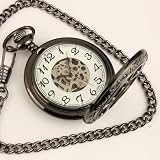 ESS - Herrenuhr - Taschenuhr - schwarz - mechanisch - mit Kette - WP059