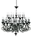 Trans Globe Lighting Coimbra-24 BK Black Versailles Contemporary / Modern Twenty-Four Light Two Tier Up Lighting Chandelier from the Versailles Collection