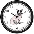 Boston Terrier Dog Wall Clock by WatchBuddy Timepieces (Black Frame)