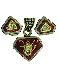 22kt Gold Diamond Pave Enamel Pendant & Earring Jewelry By Socheec