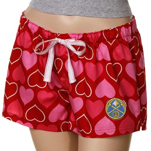 NCAA Denver Nuggets Ladies Red Candy Hearts Boxer Shorts (Medium)