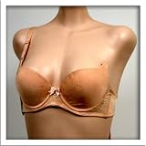 Art-Beau Nude Satin Floral Mold Cup Bra #5721 sz 36AA 38AA