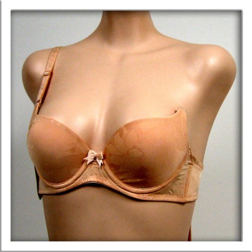 Art-Beau Nude Satin Floral Mold Cup Bra #5721 sz 36AA 38AA