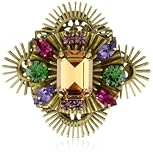 Anton Heunis Art Deco Renaissance Opulent Faceted Crystal Brooch
