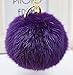 Minigianni Rabbit Fur Ball Pom Pom Keychain Gold Plated Keychain for Handbag Wallet Purse Car Key (Purple)
